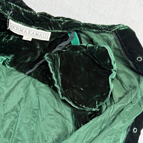 Vintage Norma Kamali Button Down Shirt Green Velvet Long Sleeves Size S Small - Picture 3 of 14